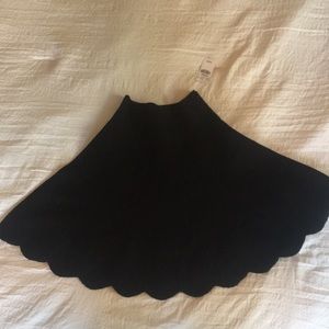 Scalloped Black Mini Skirt Small/Medium
